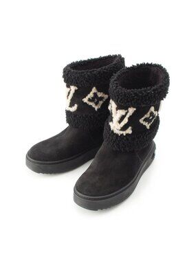 Louis Vuitton Boa Snowdrop Line Monogram Shearling Boots Black